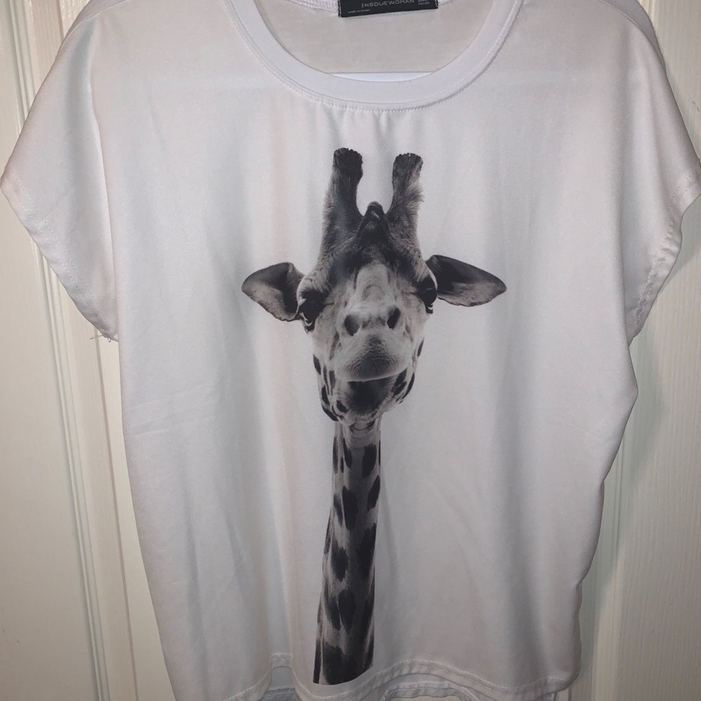 White and Black Giraffe Graphic Tee